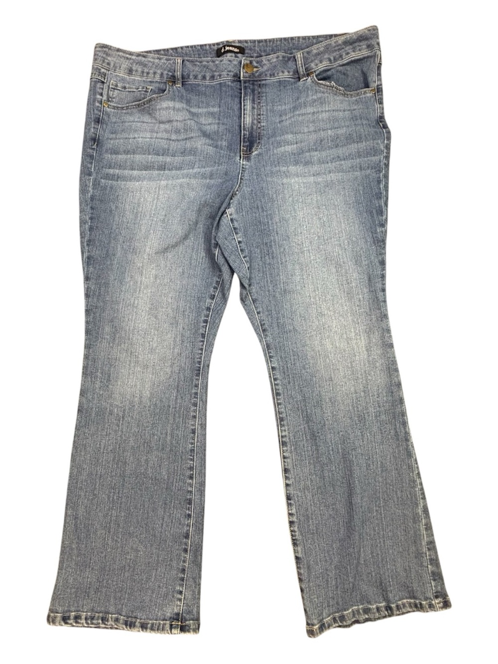 d.jeans Plus Size 22W Blue Denim Flare Bootcut Jeans Repreve Stretch Mid Wash